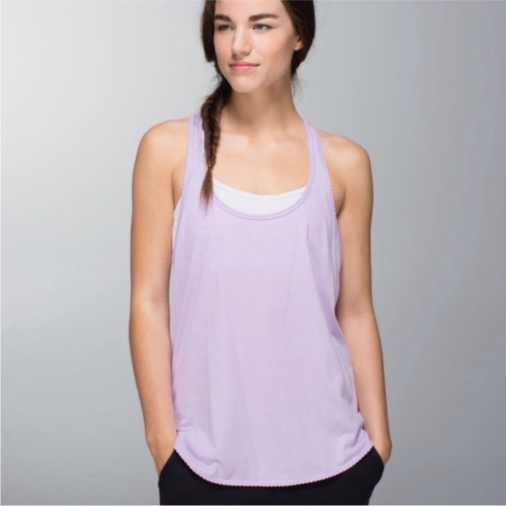 Lululemon lilac stripe singlet scallop hem tank